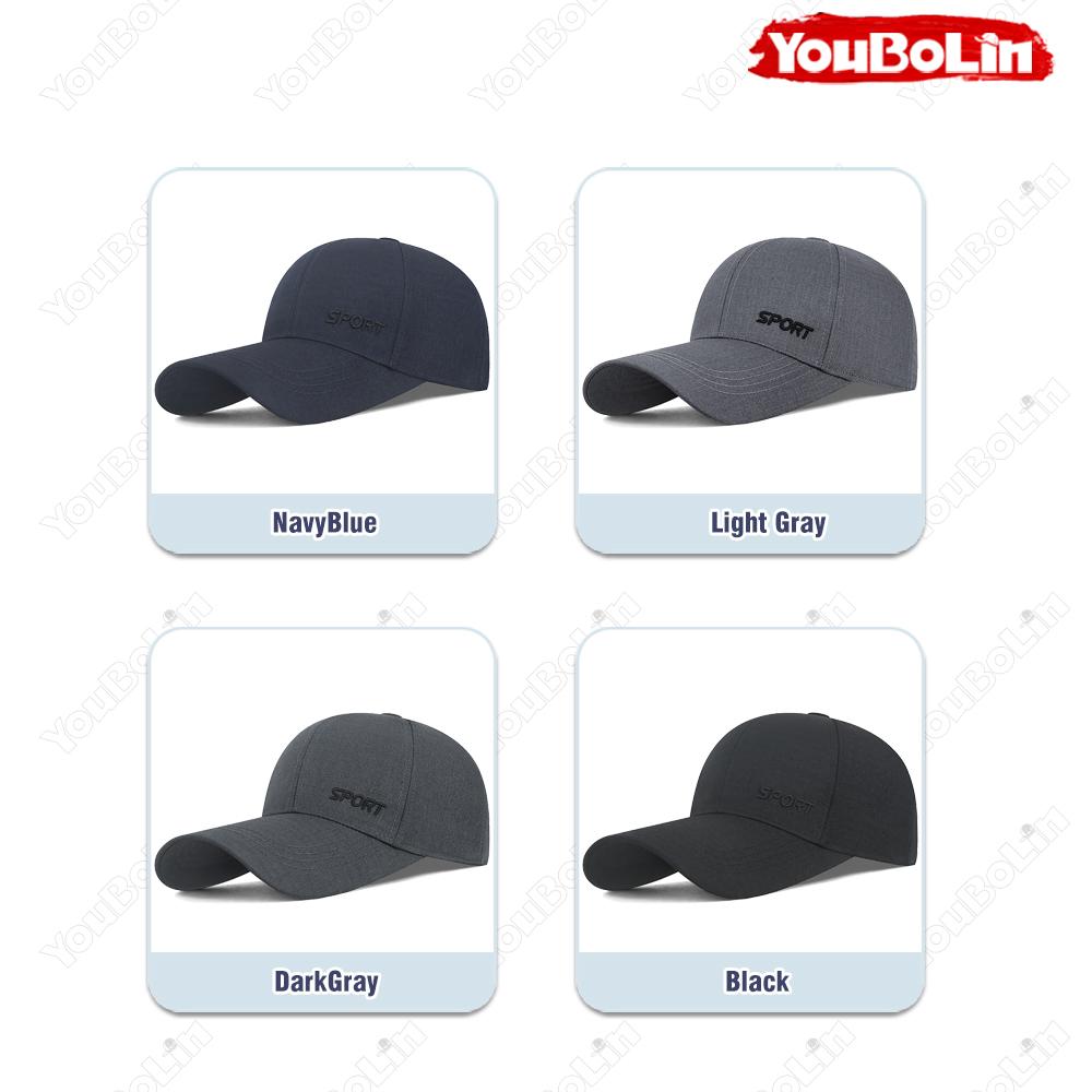 Long Brim Baseball Cap-Stylish Solid Color Outdoor Hat Subtle Embroidery,Adjustable Back Closure Cap For Golf,Fishing&Casual