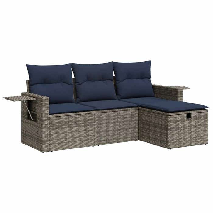 VidaXL Garden Lounge Set 4 Pcs with Grey Cushions Wicker 3325457