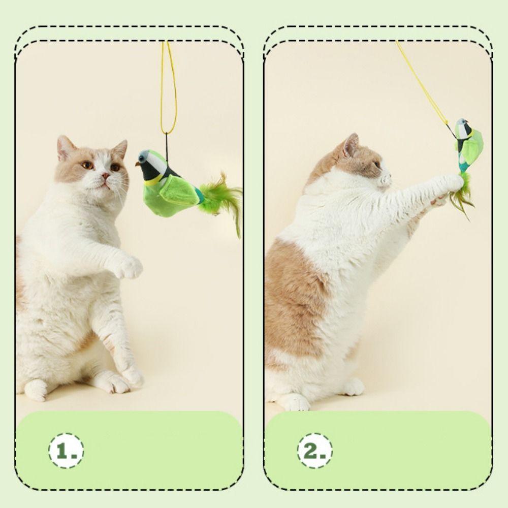 Plush Hanging Teasing Cat Bird Lifelike Cat Called Bird Toy Funny Cat Interactive Toys  Self Happy