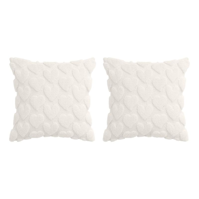 Set of 2 Valentines Day Pink Plushes Pillow Cover Soft Decorative Cushions Case for Home Decoration Pillowcase for Sofa