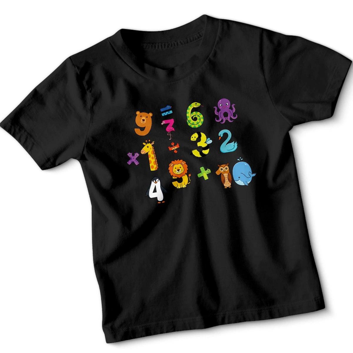 Animal Numbers And Maths Day Numbers Day Unisex Kids Tee Learning Fun#2 L