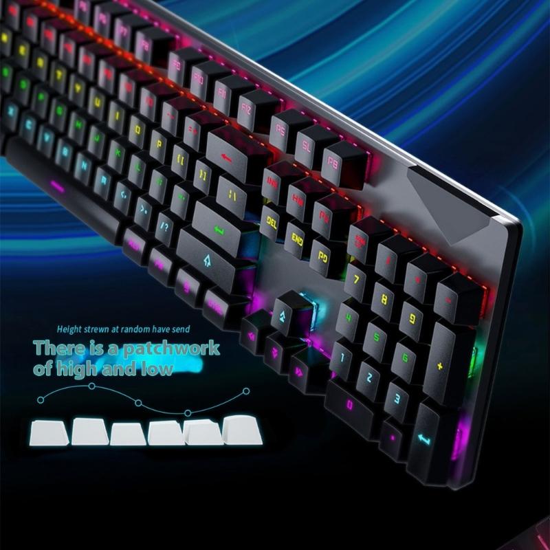 Thin Wireds Mechanical Keyboards RGBs LED Backlighting and ABS Keycaps Blue Switches for Gaming