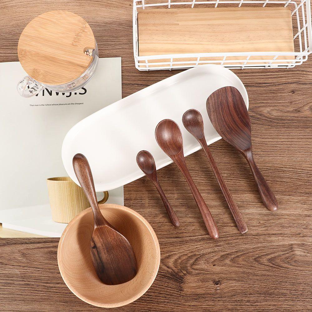 Wooden Honey Long Scoop Stir Coffee Dessert Rice Scoop Soup Spoons Kitchen Supplies Tableware