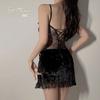 Women's Plus Size Velvet Thick Padded Backless Sleep Dress with Robe Lounge Set
