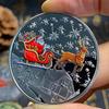 Coleccionable portátil, añadir moneda, ambientes navideños, elemento de patrón de Metal, moneda, regalo para el hogar