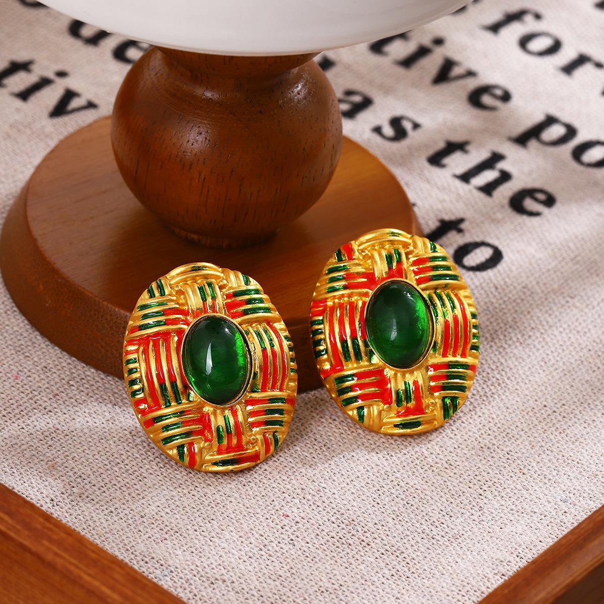 

Серьги-капли в стиле ретро с цветными блоками для утонченных дам зелёный