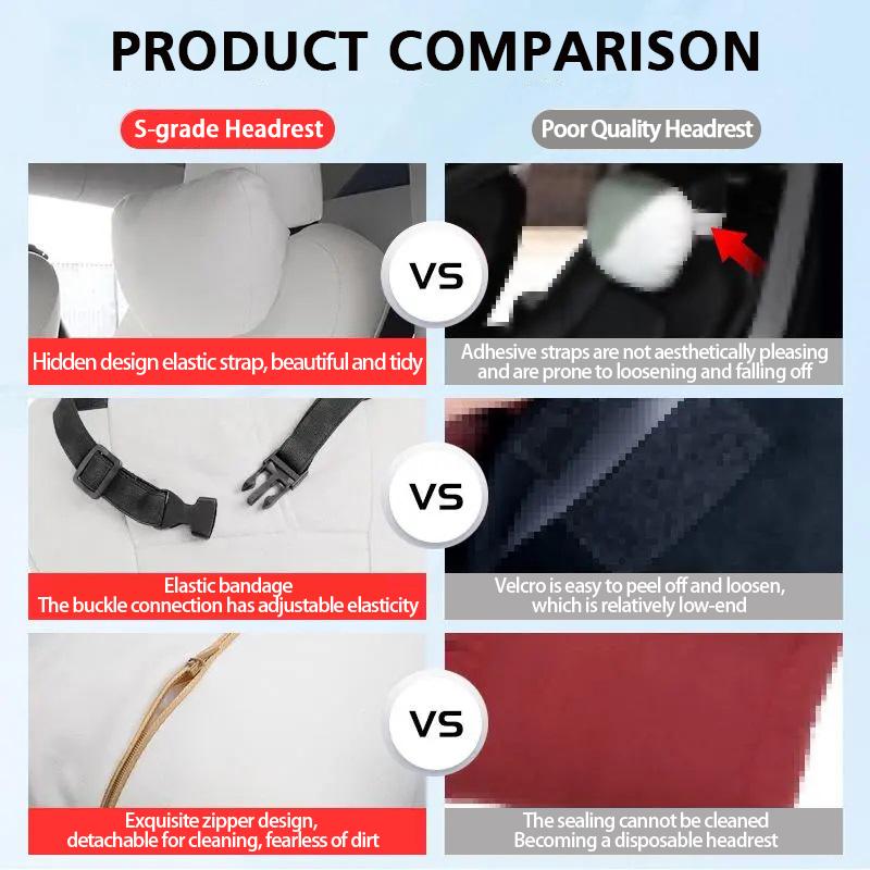 For Tesla Model 3 Y Car Neck Pillow Protective Lumbar Back Support Flocking High-Quality Headrest Lumbar Car Accessories