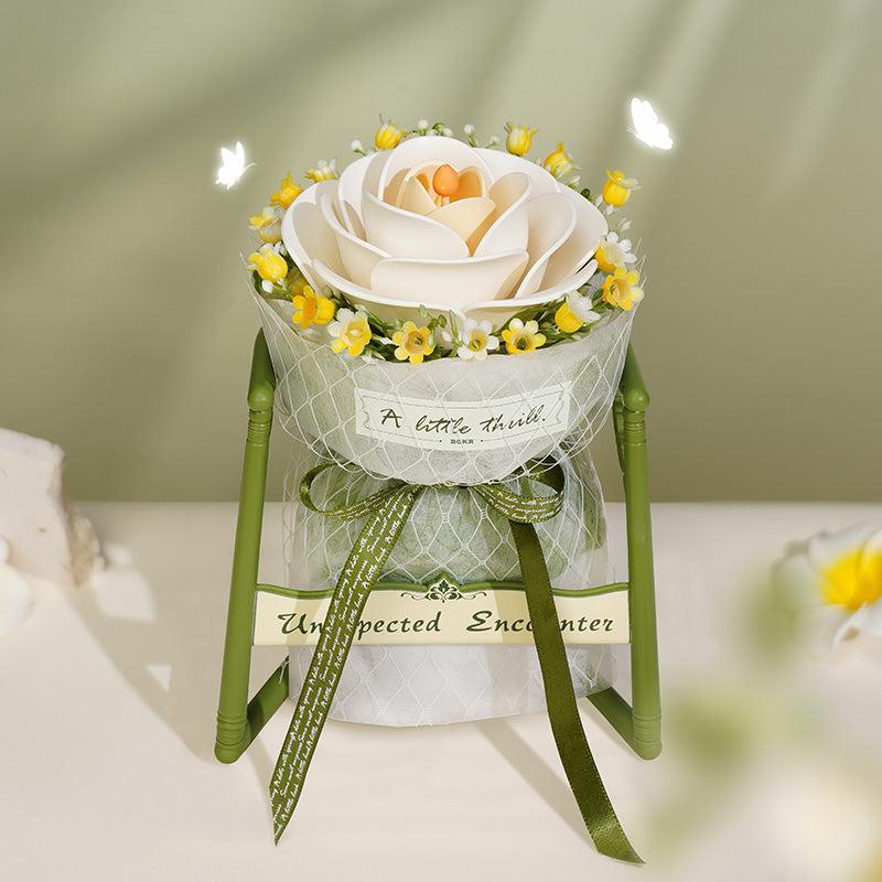 Robotime ROKR DIY Bouquet White Camellia 3D Puzzle Models DIY Flowers for Girlfriend Valentine's Day Gift AF011