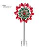 Decorative Backyard Garden Supplies Flower Wind Spinner, 29.5" Metal Spinner with Stake, Outdoor Rust Artistic Yard Decorations for Home Resistant