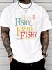 European Size Men'S Casual Stylish Short-Sleeve T-Shirt with Fish Letter Print,Regular Fit with a Round Neck, Comfortable Stretchy Summer T-Shirt