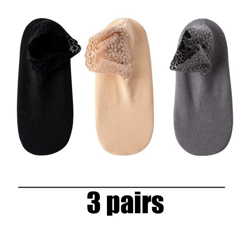 Women's Autumn Winter Thickened Warm Fleece Socks Lace Ankle Socks Non-slip Floor Socks
