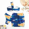 Sommer Damen Badeanzüge Batik-Druck Mesh Dreiteiliges Set Geteilte Badeanzüge Bikini Strandbekleidung Badeanzüge