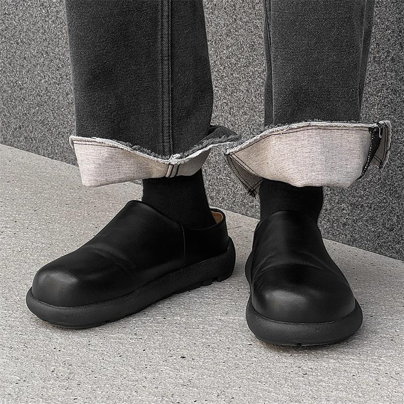 Indoor Leather Slippers Luxury Brand Men Slip On Shoes Spring New Style Flat Mules High Quality Unisex House Slippers