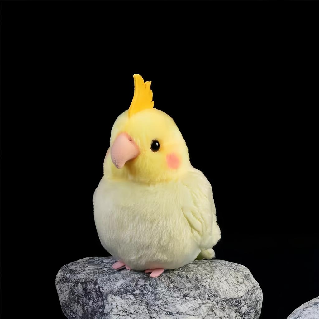Lifelike Yellow Cockatiel Plush Toy 5.9 Inch Soft Parrot Keychain Pendant, Cute Bird Bag Pendant Gift Decoration