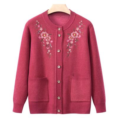 Grandma Winter Clothes New Bottoming Shirt Women Middle-aged and Elderly Knitted Sweater Temperament Mother Cardigan Top Old Lady Clothes