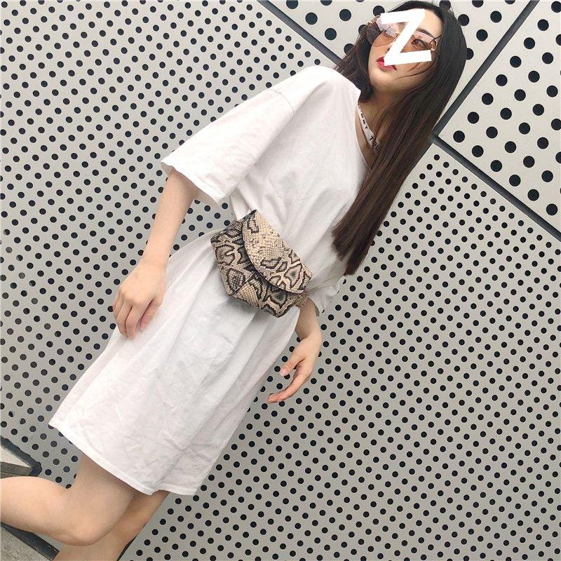 Korean Version of Small Waist Bag Women's Fashion Versatile Snakeskin Decorative Belt Mobile Phone Bag Street Personality Small Bag Trendy Ins Style
