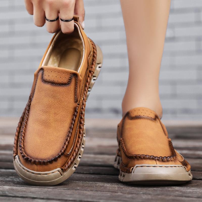 Fashion Thick Bottom Mens Non-Slip Loafers Handmade Male Stylish Business Shoes Hot Sale Men Slip on Shoes High Quality Men Office Shoes