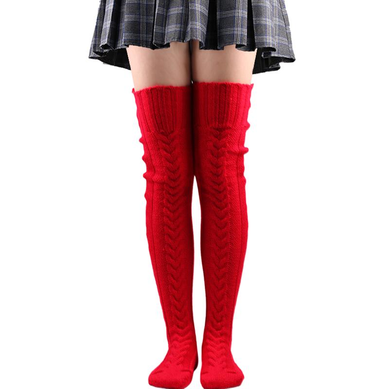 Încălzitoare pentru picioare pentru femei, tricotate cu cablu, înalte, culoare uni, ciorapi peste genunchi, șosete