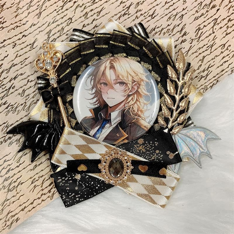 G Triger Ita Rosette for Can Winged Ita Bag Handmade Black Badges, Rosette, Devil, 57mm, 58mm, Decoration, Rosette, Ribbon,