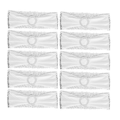 10Pcs Chair Sash Washable Elastic Chair Cover Band Decoration Set for Wedding Party Banquet