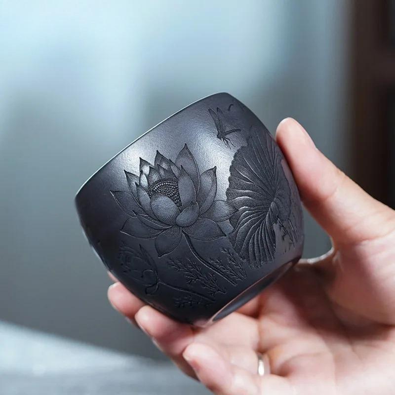 Tazza da tè Yixing Zisha Fiore di Loto da 220 ml Tazza retrò per tè Tazza da degustazione Tazza da meditazione Tazze da maestro Jianzhan Articoli per il tè per la casa