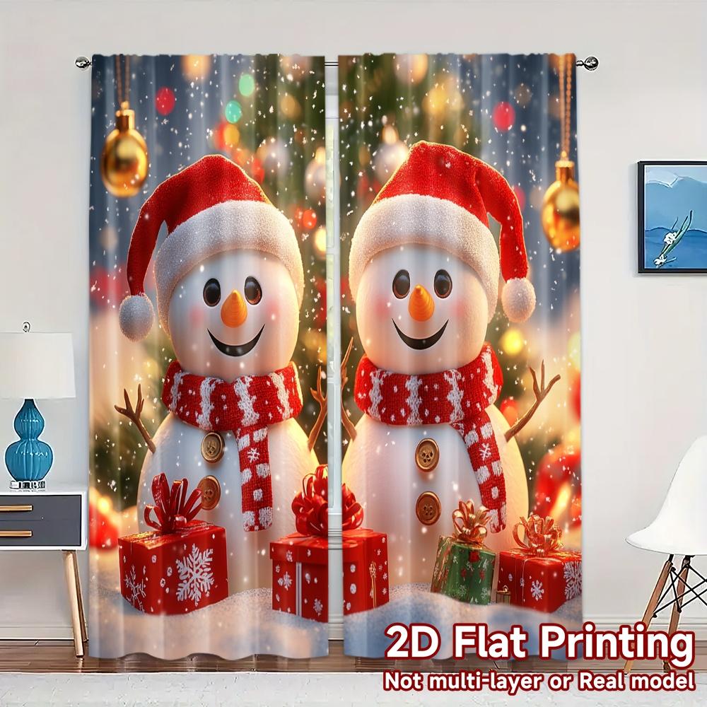 

2pcs,Curtains Cute Snowmen Christmas Gifts Chic Curtain Fabric Versatile 100% Polyester Curtains All Seasons Perfect for Grey, 52.50×116.00 CM 2pcs