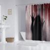 Halloween Shower Curtain Spooky Female Blood Ghost ,Shadow Bloody Handprint Haunted House Shower Curtain For Bathroom Decorati