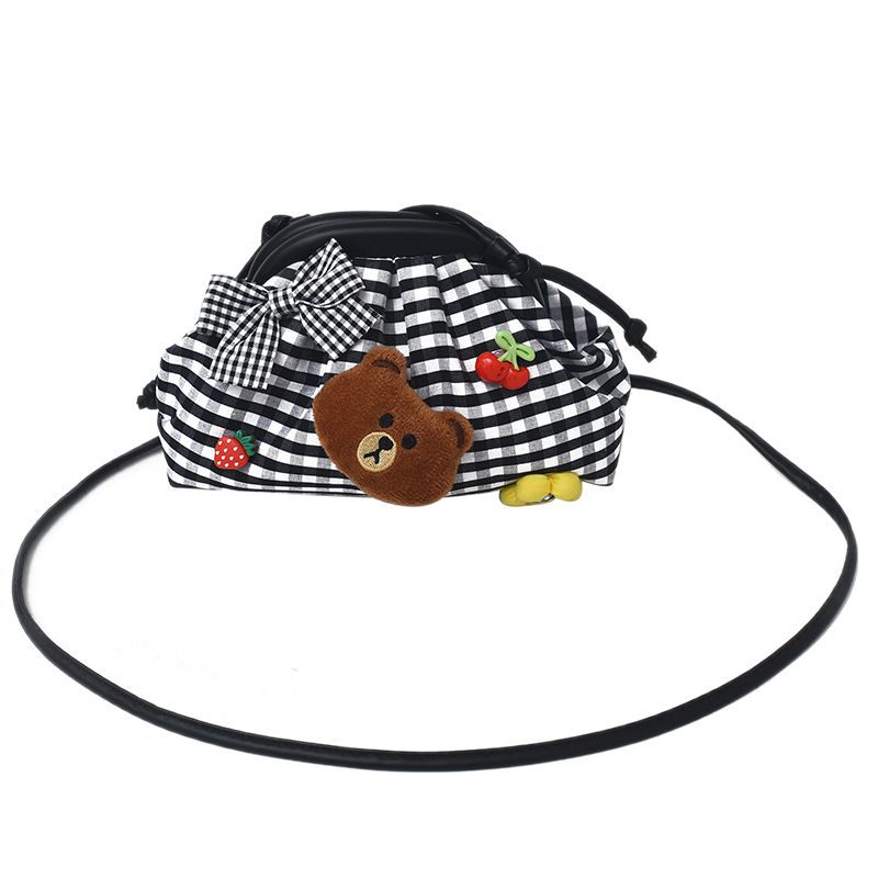 Korean Version Cute Bear Drawstring Storage Bag 2025 New Version Sweet Girl Heart Bundle Mouth Bag Simple Lipstick Bag