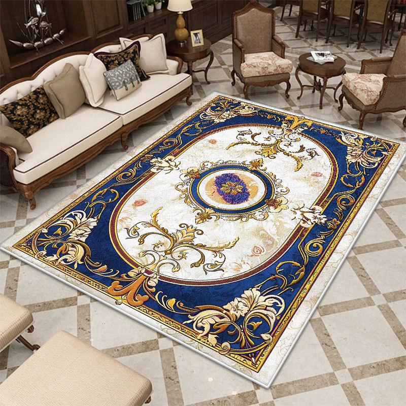 European Style Black Golden Carpet Living Room Luxury Decor Soft Fluffy Washable Rug Bedroom Bedside Antiskid Floor Mat Foldable
