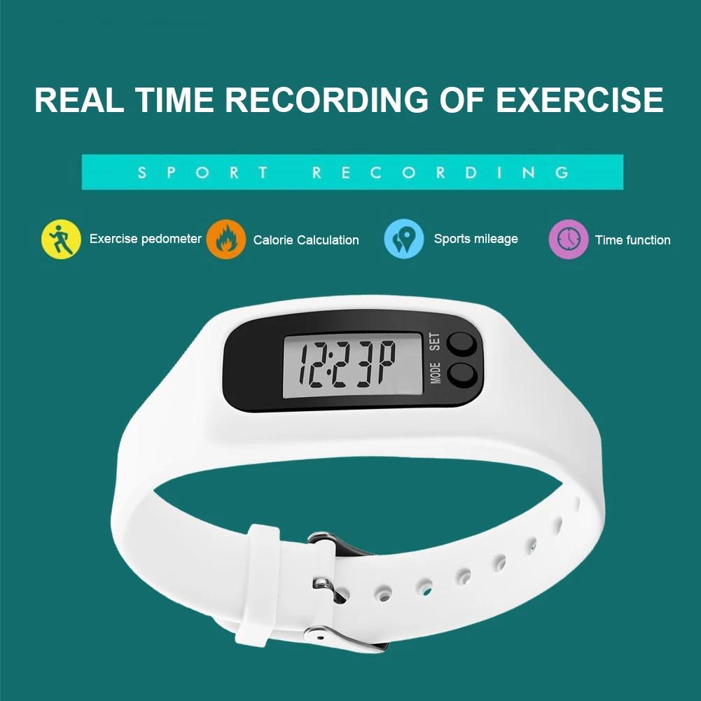 LED Pedometer Bracelet Wrist Calorie Counter 12/24H Time Display Step Counter Watch Multi-Function Fitness Watch for Adults Kids
