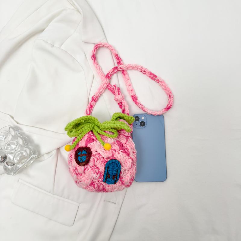 New Ladies Knitted Bag Cute Woven Shoulder Crossbody Small Bag Casual Women's Bag