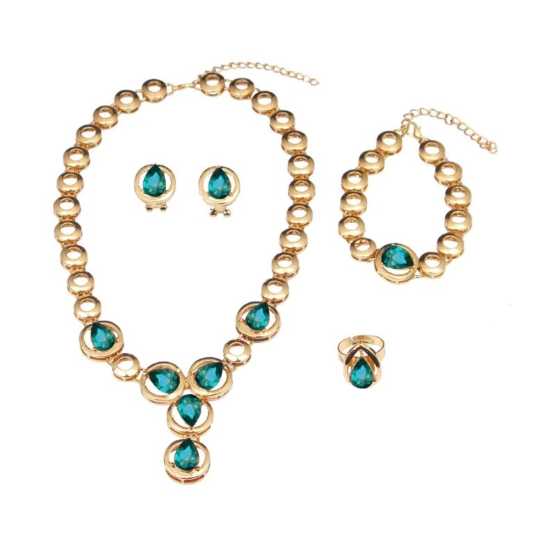 

Elegant Crystal Necklace Earrings Set Bridal Wedding Jewelry Set Suitable for Bridal Wedding Party and Formal Occasion зелений