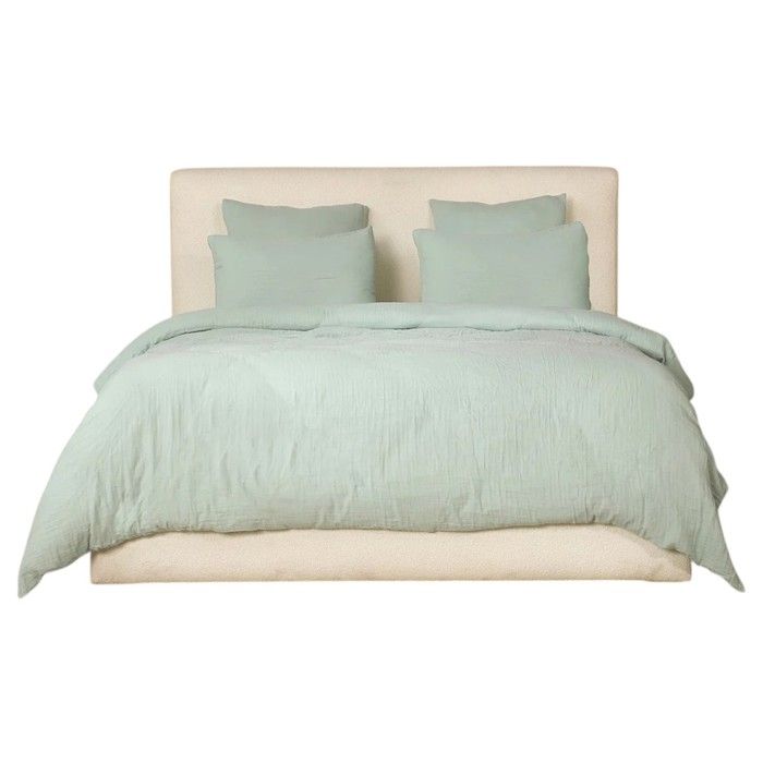 Housse De Couette + Taies - Douceur Vert Givré - 100% Gaze De Coton - 220 X 240 Cm - Oeko-Tex®