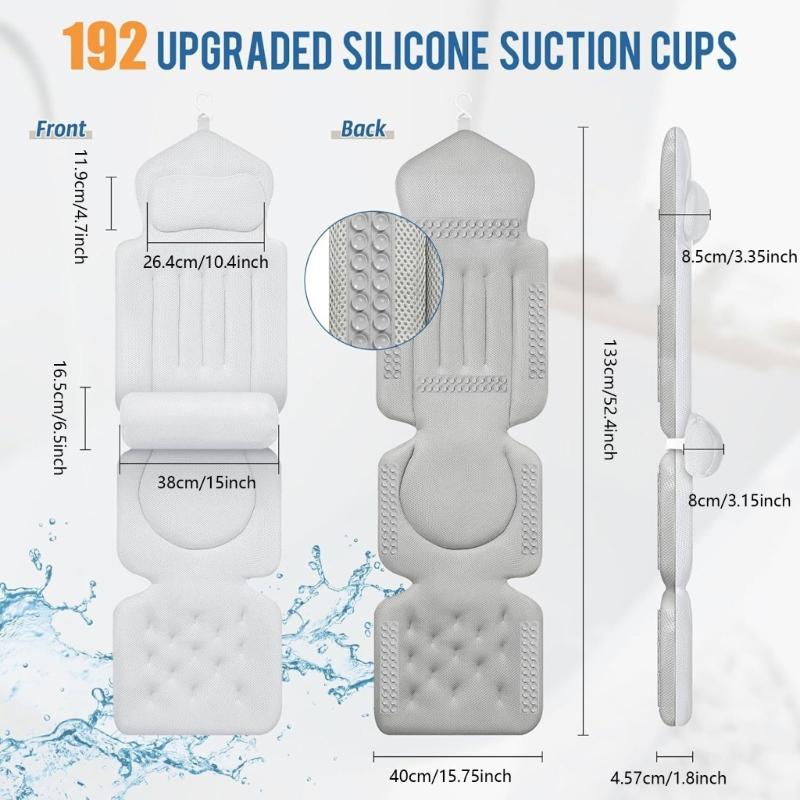 Nonslip Spa Mat Build in Lumbar Support for Back Comfort Easy Installation Fast Drainage Holes and Wide Compatibility