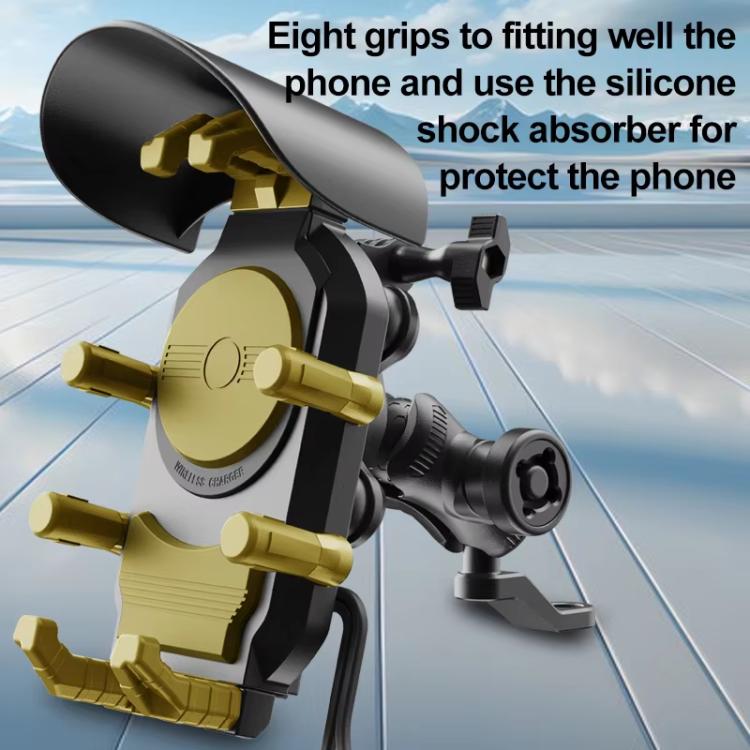 Motorcycle Phone Holder with Sun Visor & Anti-Theft Lock 360-degree Rotation, Camera Compatible