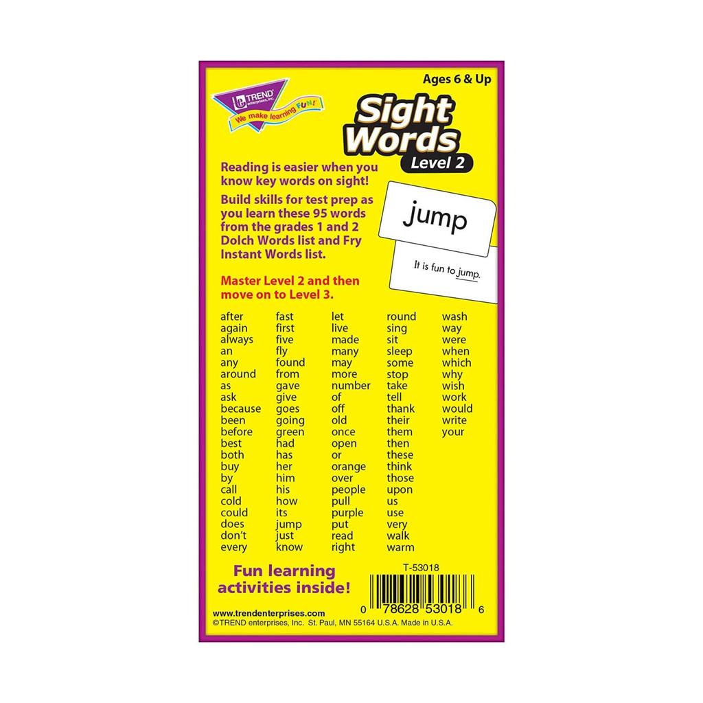 Trend Enterprises Trend English Vocabulary Flash Cards Sight Words Level 2 T-53018
