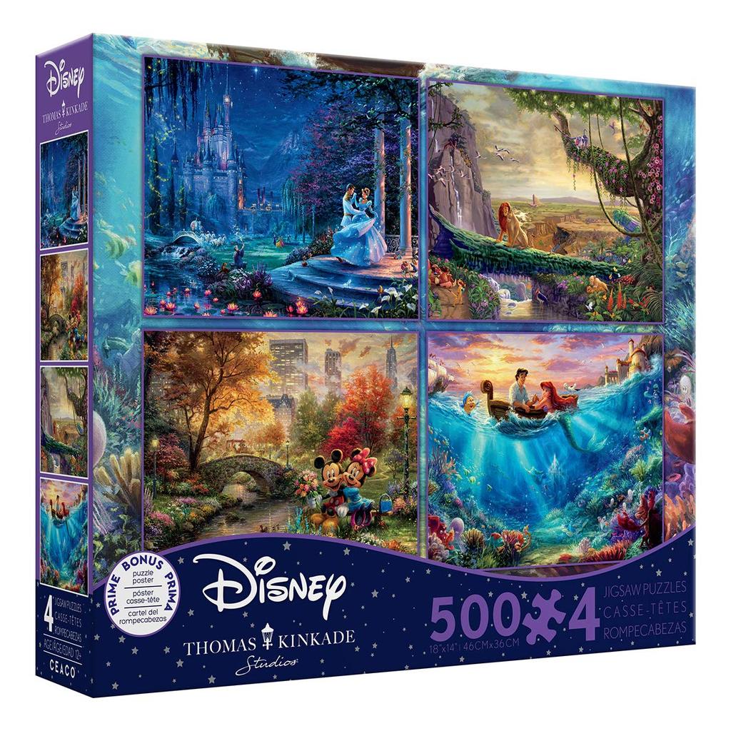 Thomas Kinkade Disney Collection 4-in-1 Puzzle Multipack, je 500 Teile