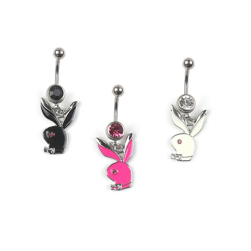 Kaninchen Bauchnabel Ring Edelstahl Cartoon Tier Bauchnabel Schnalle Piercing Körperschmuck