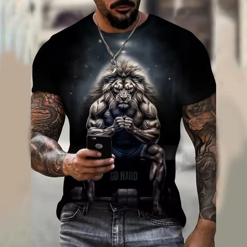 Vtipné pánské tričko Kuřecí tričko s 3D potiskem Vzor zvířecí pes Trička s krátkým rukávem Oversized Streetwear Léto Neformální Pánské topy