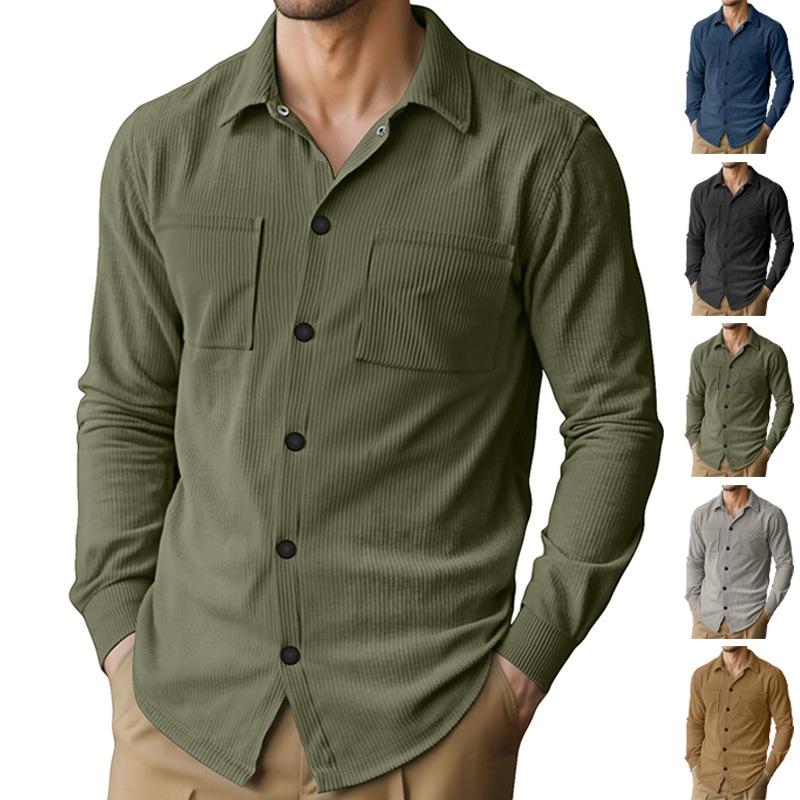 Men's Corduroy Shirt Jacket Button Down Casual Solid Work Shirt Carhartt Style Overshirt