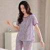 1011 New Woven Cotton Gauze Pajamas Women's Summer Cotton Short Sleeve Thin Cotton Middle-aged Mom Large Size Set