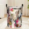 1pc Abstract Animal Print Art Round Laundry Basket, Multifunctional Decorative Storage Bin, Suitable for Bedroom, Dorm, Game Room - Ideal for Organizi