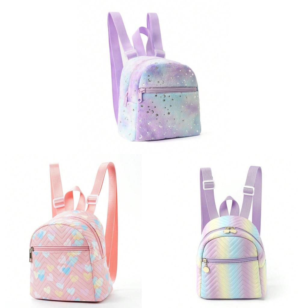 Rainbow Pu Crossbody Bag For Girls With Lightweight Design And Textured Fabric
