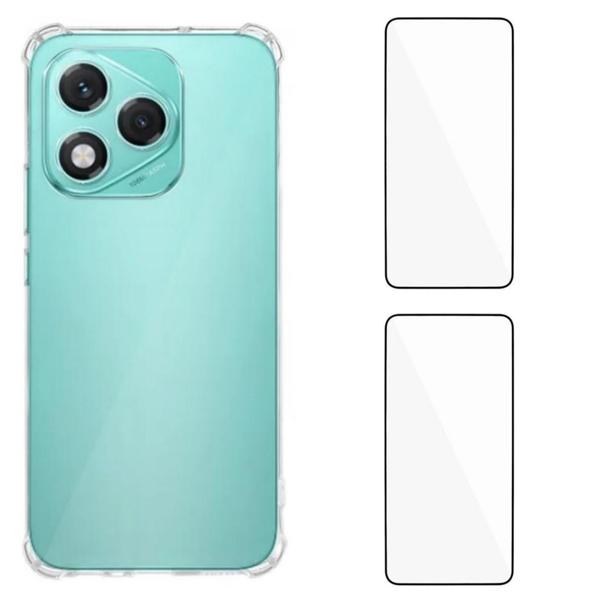 

Для Honor 400 Lite TPU Чохол WANLONFENG WL3 Серії 1.5мм Чохол для телефону з 2 шт. Захисними плівками із загартованого скла Transparent