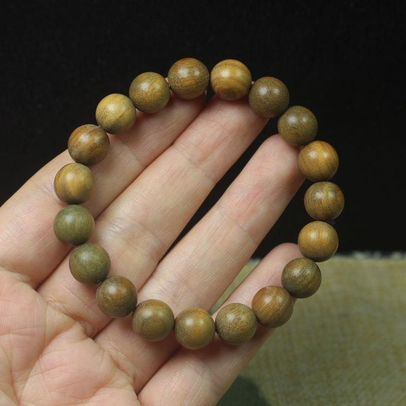 Green Sandalwood Single Loop Bracelet, Natural Fragrance Wooden Jewelry for Daily Wear