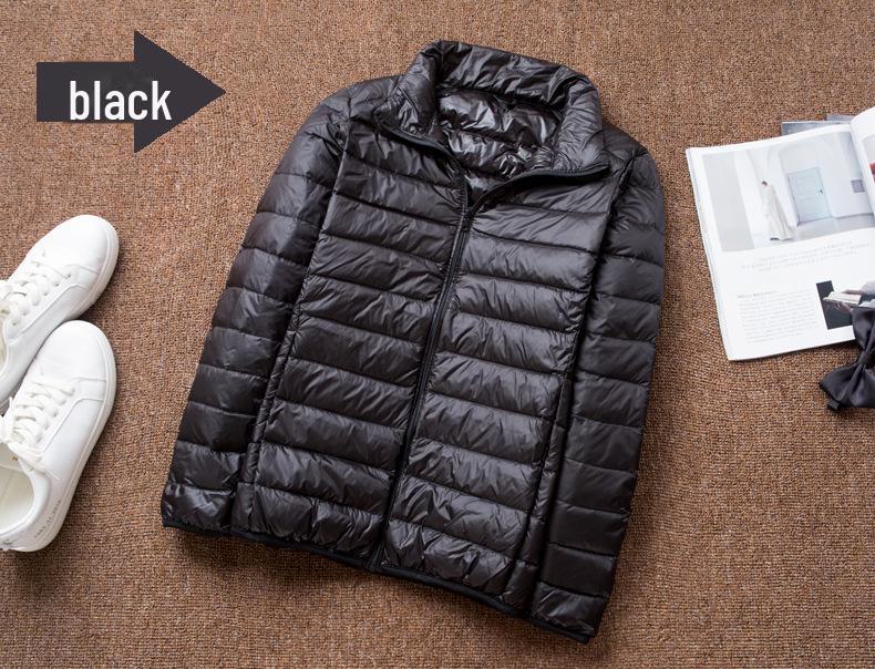 Men's Oversized Hooded Down Jacket - Short, Thin, Stand-up Collar, Large Size
