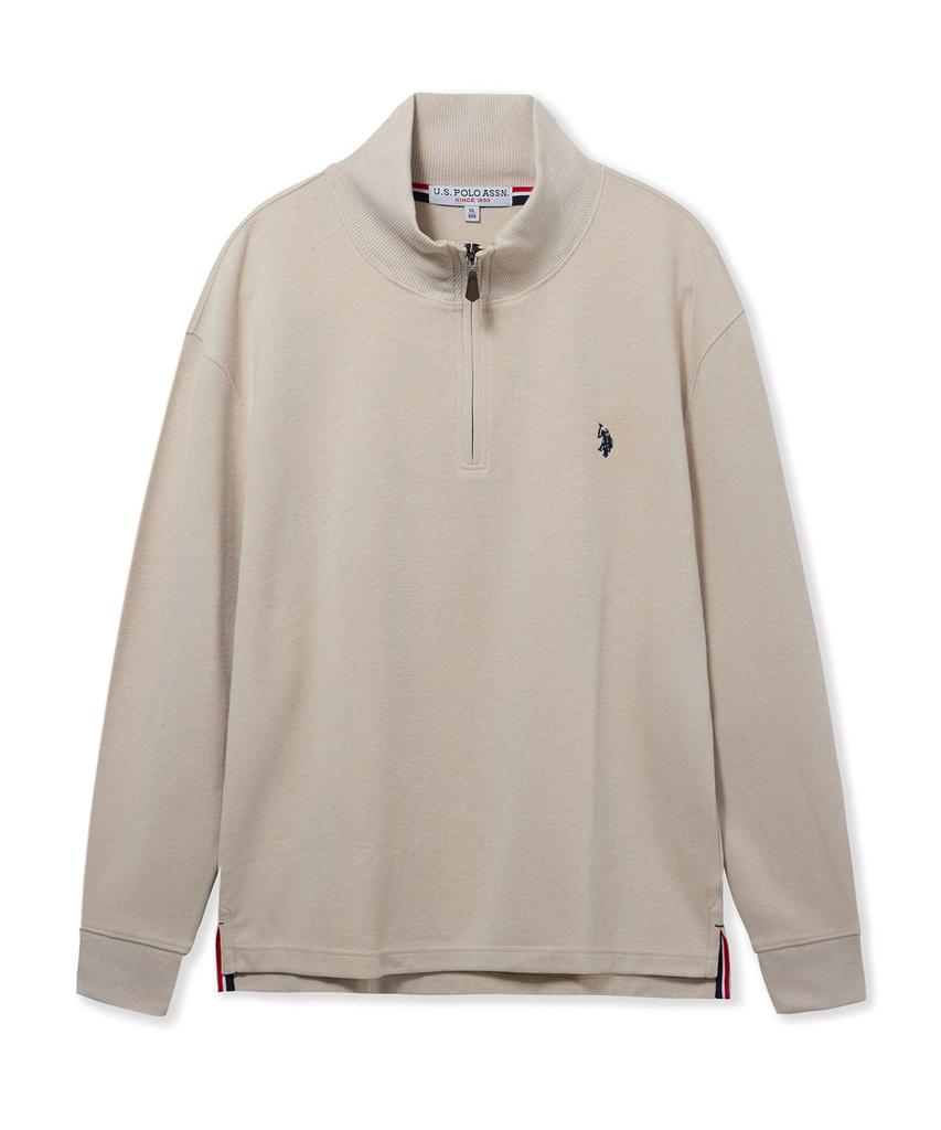 USPOLOASSN French Rib Half Neck_Oatmeal