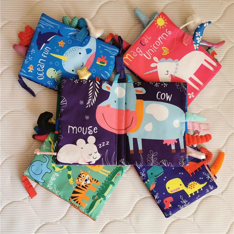 New Baby Rattles Mobiles Toy Soft Animal Cloth Book Newborn Stroller Hanging Bebe Early Learning Educate Baby Toys Kids Gifts