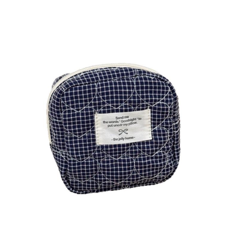 1/3pcs Classic Niche Quilted Heart Grid Makeup Bag Korean Style Portable Large Capacity Storage Toiletry Bag For Outing