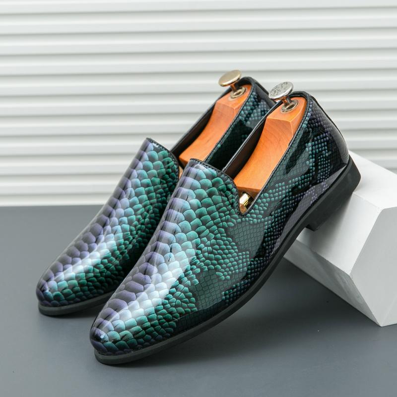 

Fashion Business Men Loafers Green PU One-foot Casual Comfortable and High-end Small Leather Shoes for Office and Social Use Size 38-46 46 зелёный